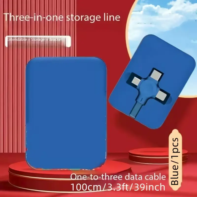 Multicable Retractil 3 en 1 color Azul