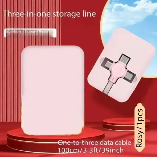 [CarCuaRos] Multicable Retractil 3 en 1 color Rosado