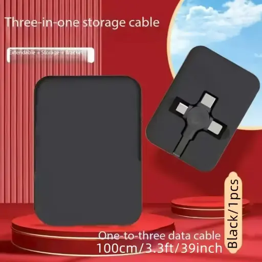 [CarCuaNeg] Multicable Retractil 3 en 1 color Negro