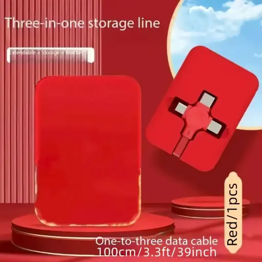 [CarCuaRoj] Multicable Retractil 3 en 1 color Rojo