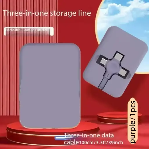 [CarCuaMor] Multicable Retractil 3 en 1 color Morado